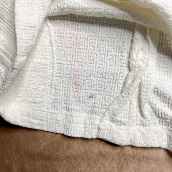 Graff Vintage Hand Painted Beach Button Up Shirt White Textured 3/4 Sleeve Boho - Picture 7 of 10